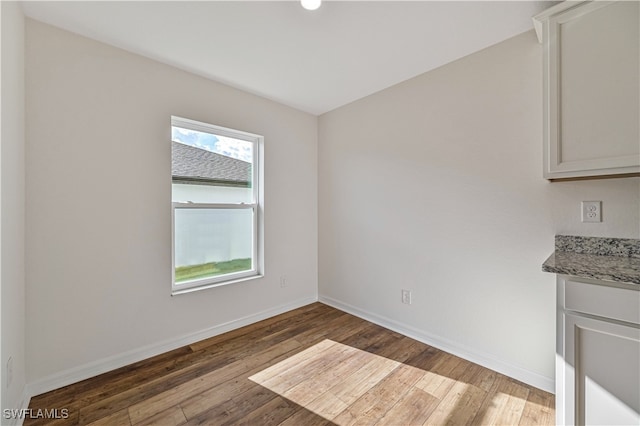 unfurnished dining area with wood-type flooring