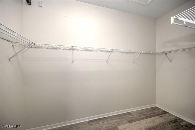 spacious closet with wood finished floors