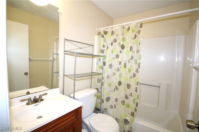 full bathroom featuring vanity, toilet, and shower / bath combo