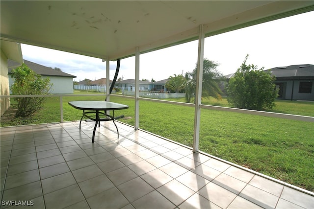 view of unfurnished sunroom