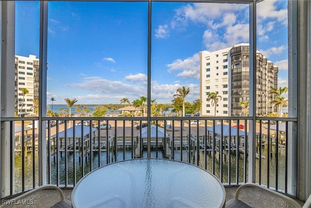 balcony with a water view