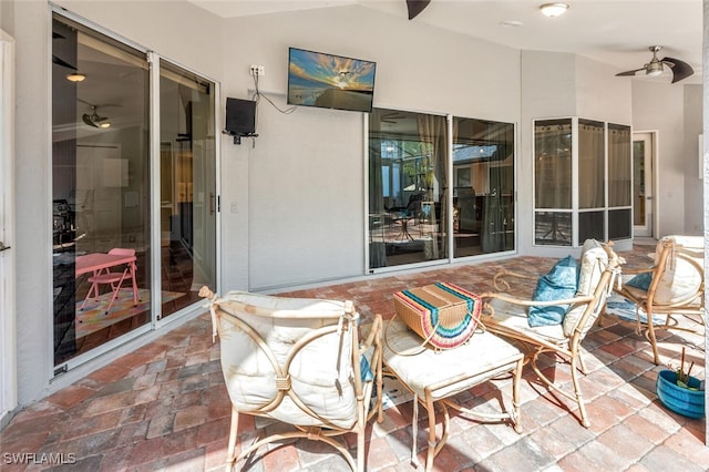 view of patio with ceiling fan