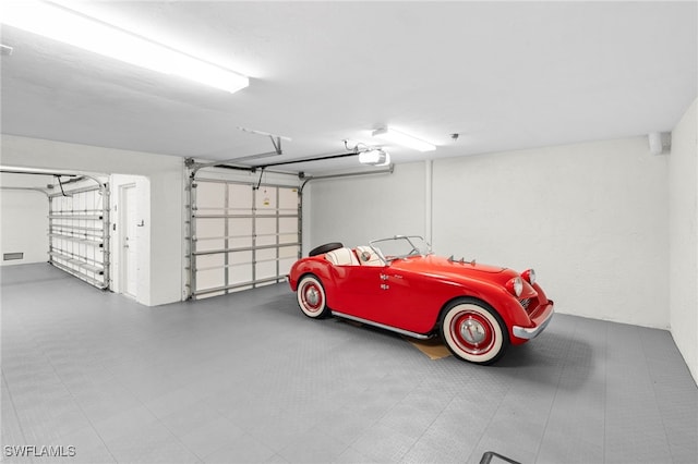 garage with a garage door opener