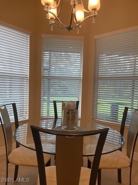 dining room with an inviting chandelier