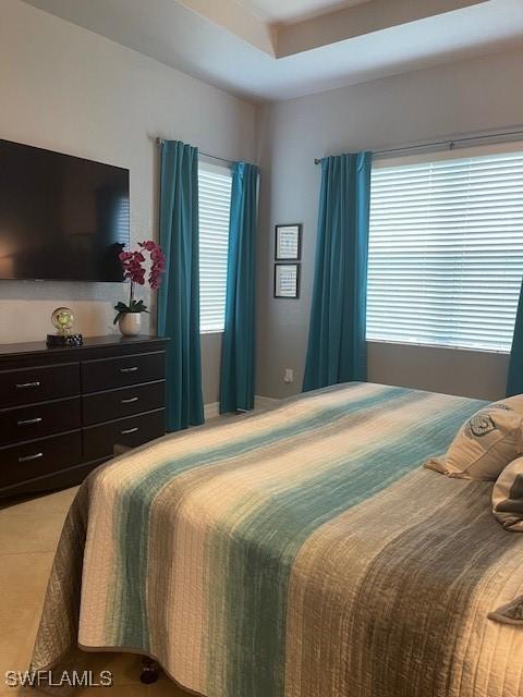 bedroom featuring a tray ceiling