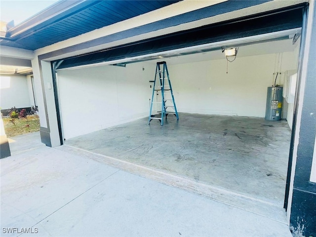 garage featuring water heater