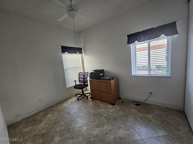 13331 Medinah Cir W Unit 1, Fort Myers, FL 33907 - office space featuring ceiling fan, baseboards, and plenty of natural light