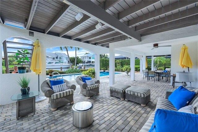 view of patio with ceiling fan