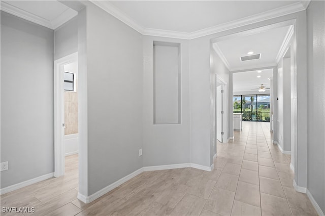 corridor with crown molding