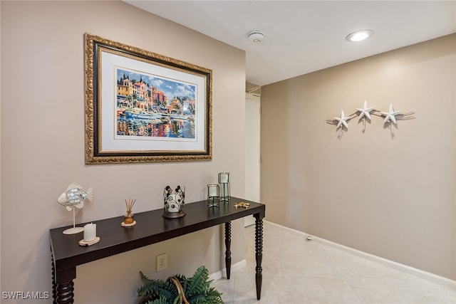 home office featuring light tile patterned floors