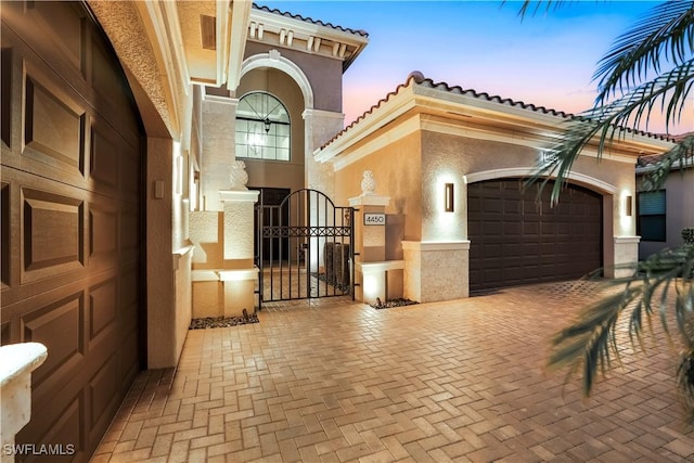 exterior space with a garage