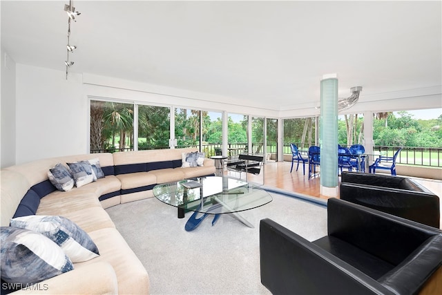 living room with hardwood / wood-style floors