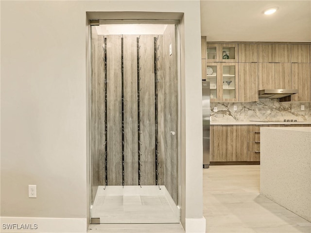 interior space with decorative backsplash