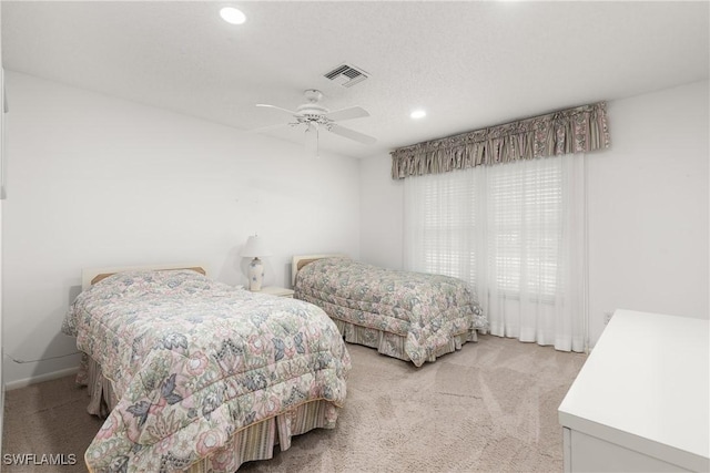 7076 E Brandywine Cir, Fort Myers, FL 33919 - bedroom with light carpet, recessed lighting, ceiling fan, and baseboards