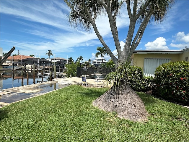 view of yard featuring a boat dock