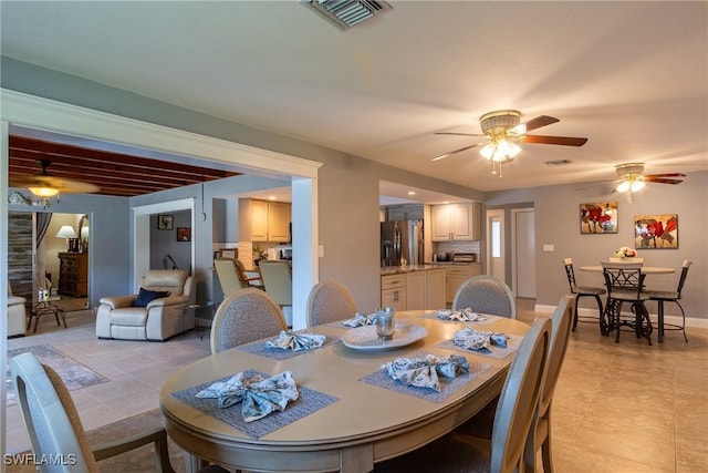 dining room with light tile patterned floors