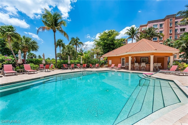 view of pool featuring a patio area