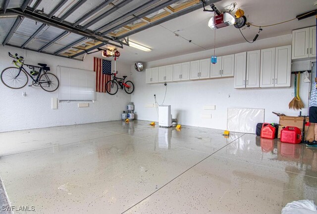 garage with a garage door opener