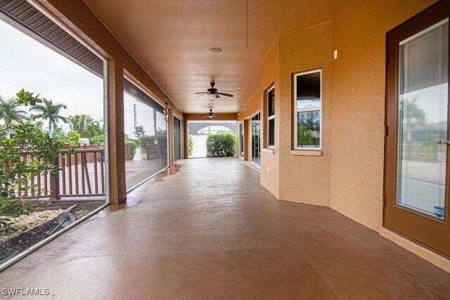 view of patio / terrace featuring a porch and ceiling fan