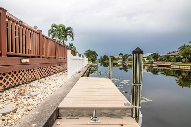 dock area with a water view