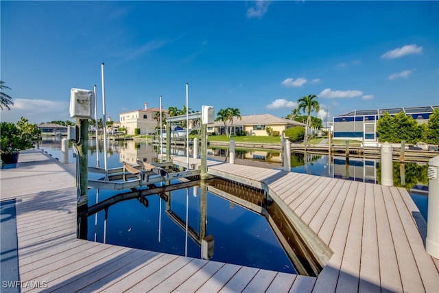 view of dock featuring a water view