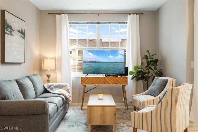 living area with baseboards