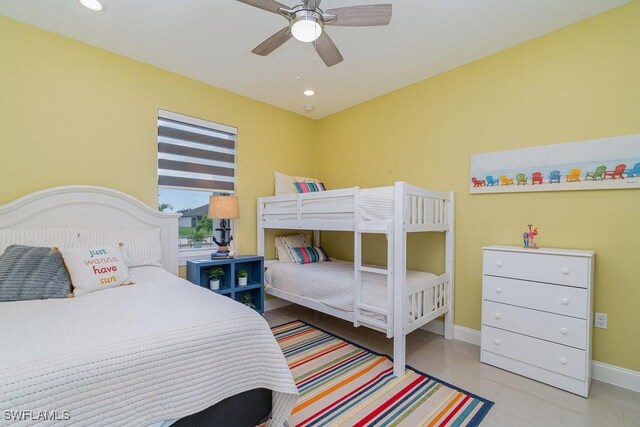 bedroom featuring ceiling fan