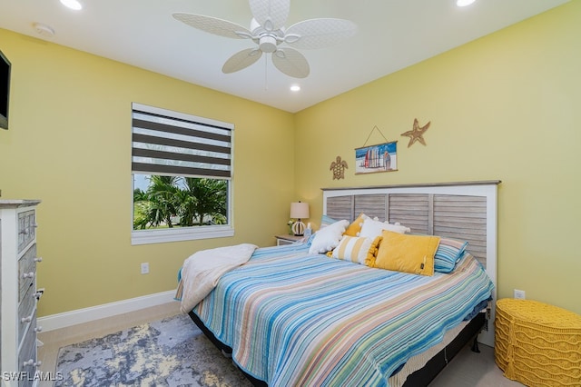 bedroom featuring ceiling fan