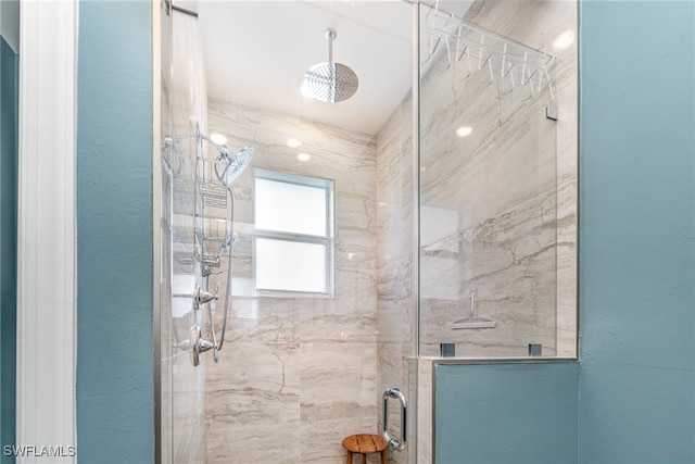 bathroom featuring walk in shower