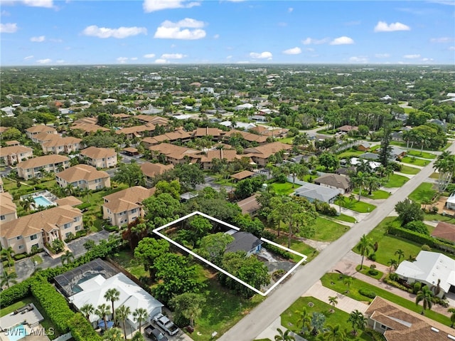 bird's eye view with a residential view