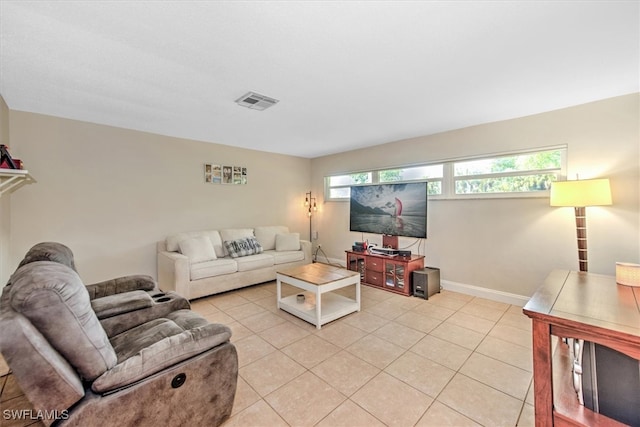 view of tiled living room