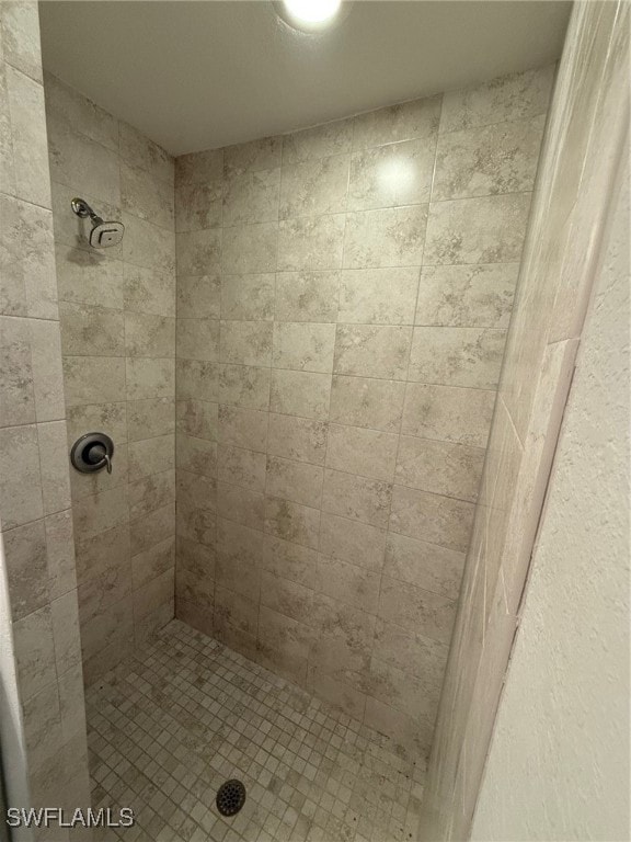 bathroom with a tile shower