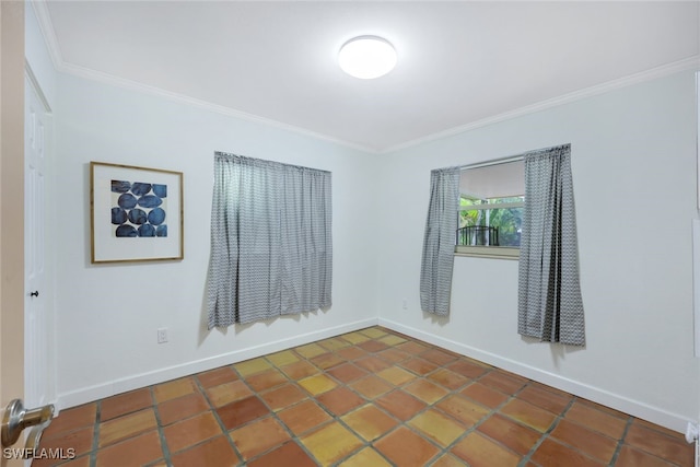 tiled empty room with ornamental molding