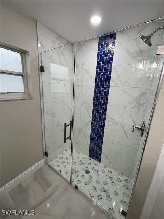 bathroom featuring walk in shower