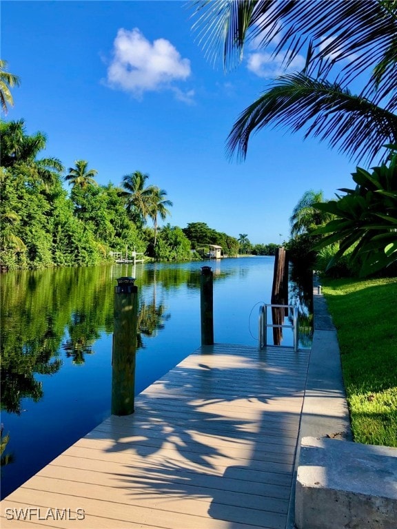 view of dock featuring a water view