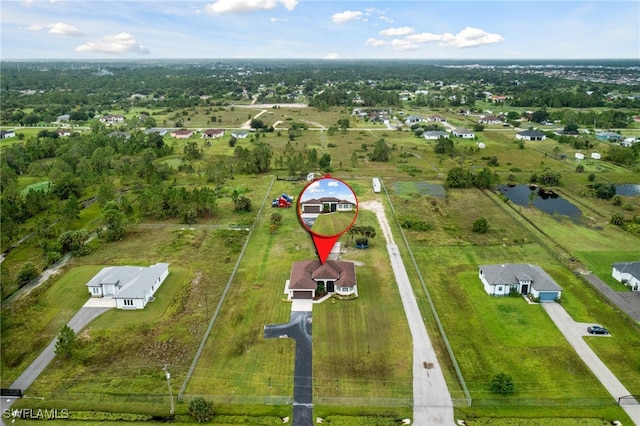 bird's eye view featuring a water view