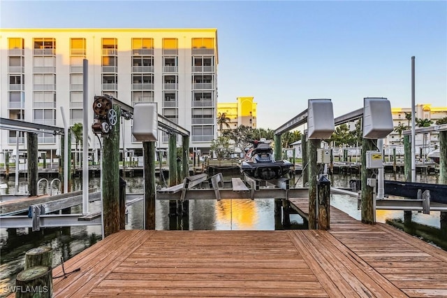 150 Lenell Rd Unit 503, Fort Myers Beach, FL 33931 - dock area with boat lift and a water view