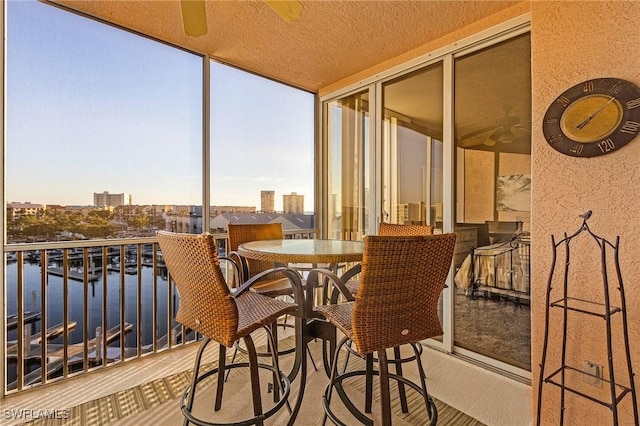 150 Lenell Rd Unit 503, Fort Myers Beach, FL 33931 - balcony featuring a water view and a ceiling fan
