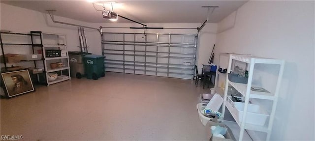 garage with a garage door opener