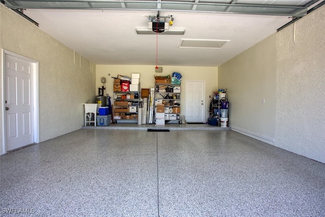 garage with a garage door opener