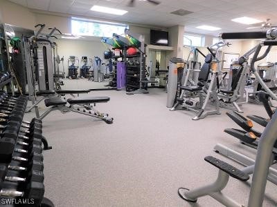 gym with plenty of natural light and a drop ceiling