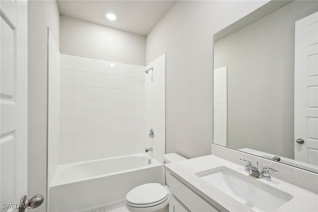 full bathroom with vanity, toilet, and shower / bath combination