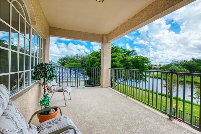 balcony with a water view