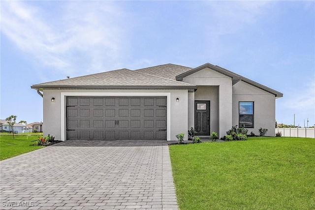 1310 Bush St W, Immokalee, FL 34142 - view of front of property featuring decorative driveway, stucco siding, and a garage