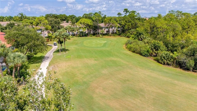 drone / aerial view with golf course view