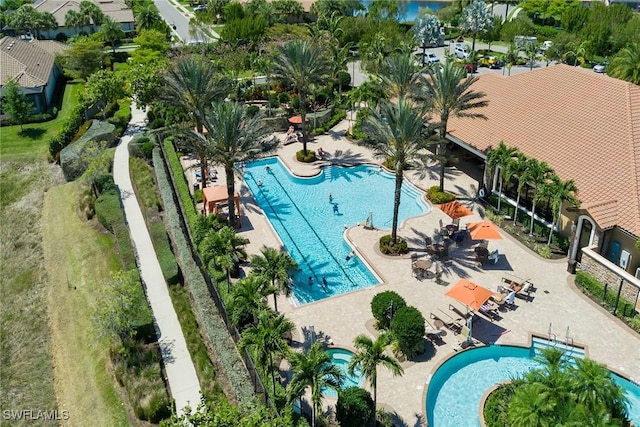 view of swimming pool featuring a patio