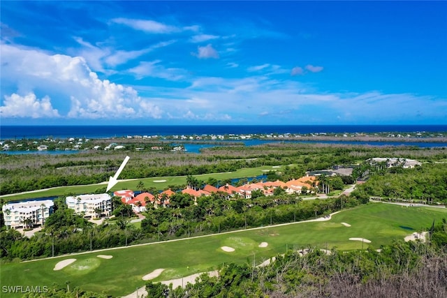 bird's eye view featuring a water view