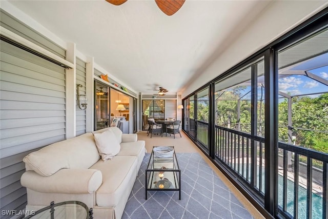 1610 Sabal Sands Rd, Sanibel, FL 33957 - sunroom / solarium with outdoor lounge area, a healthy amount of sunlight, and ceiling fan