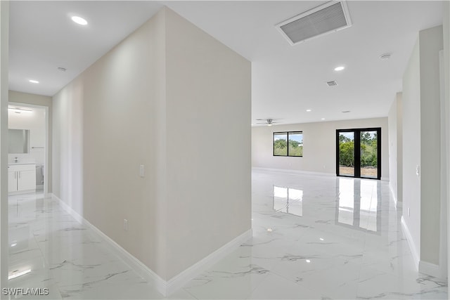 corridor with french doors