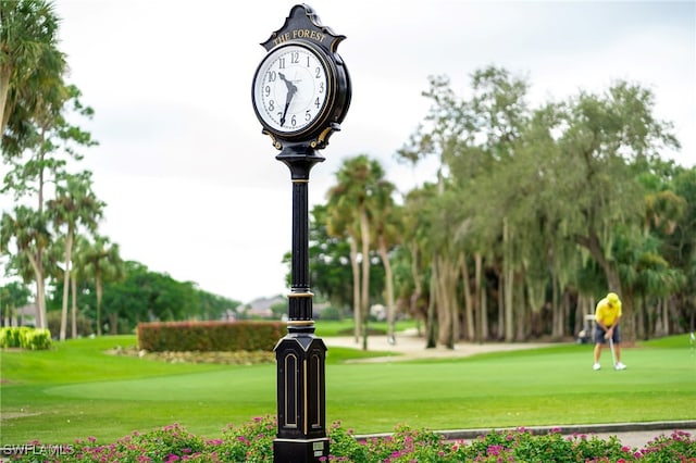 view of property's community featuring a lawn and golf course view